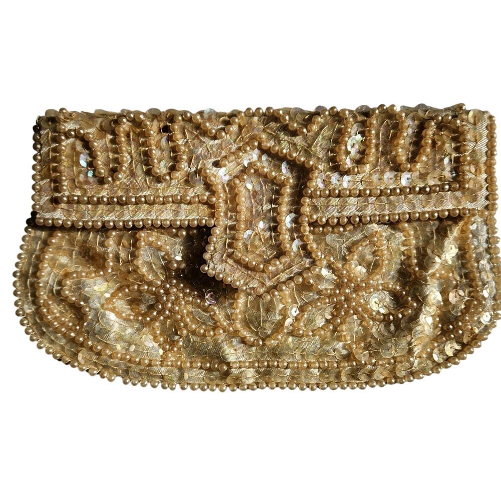John Wind Vintage Golden Beaded Clutch